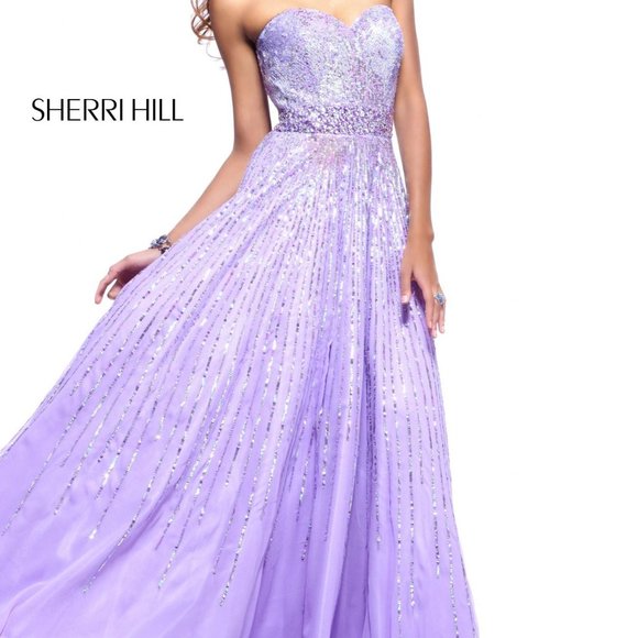 Sherri Hill Strapless Sequin Purple Prom Dress Sz4